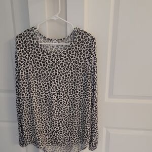 Old Navy Black, Brown and White Animal Print Long Sleeve Top